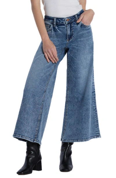 Hint Of Blu Mercy High Waist Crop Wide Leg Jeans In Sure Blue