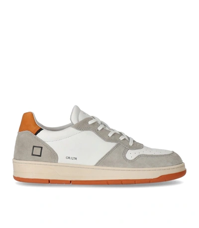 Date Court Leather White Orange Sneaker