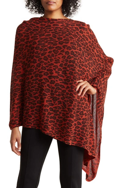 Portolano Animalier Poncho In Red