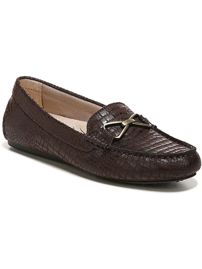 Lifestride Turnpike Womens Faux Leather Round Toe Loafers In Gold
