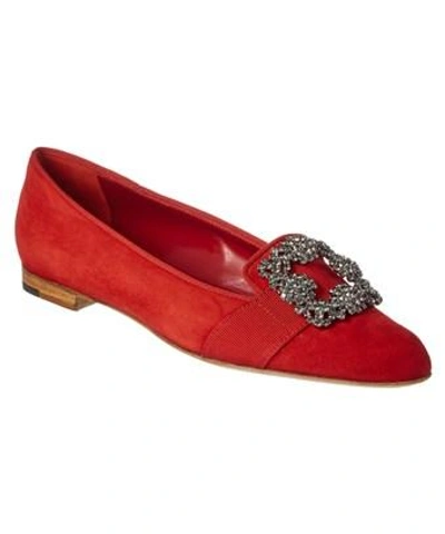 Manolo Blahnik Marria Suede Loafer In Red