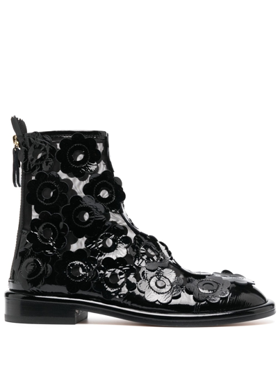 Agl Attilio Giusti Leombruni Alison Flower-appliqué Ankle-boots In Black