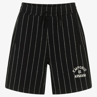Emporio Armani Kids' Boys Navy Blue Pin Stripe Cotton Shorts