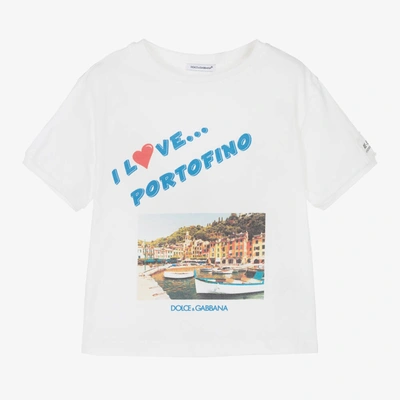 Dolce & Gabbana Kids' Boys White Portofino Re-edition T-shirt In Bianco