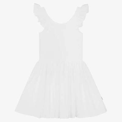 Molo Kids' Girls White Organic Cotton Dress