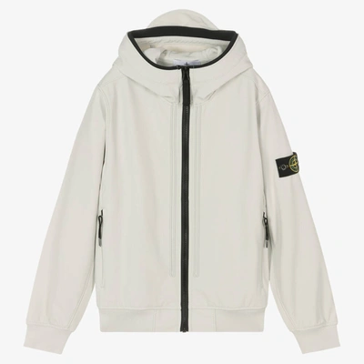 Stone Island Junior Teen Boys Grey Hooded Logo Badge Jacket