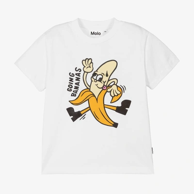 Molo Kids' White Organic Cotton Banana T-shirt