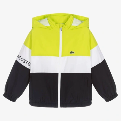 Lacoste Kids' Boys Green & Navy Blue Windbreaker Jacket