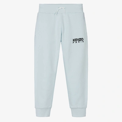 Kenzo Kids' Boys Pale Blue Cotton Logo Joggers In Light Blue