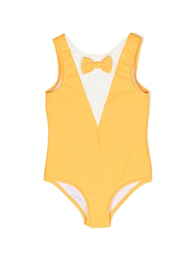 Mini Rodini Kids' Girls Yellow Bow Swimsuit (upf 50+)