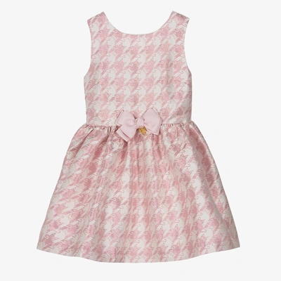Angel's Face Kids' Girls Pink Cat Houndstooth Jacquard Dress In White