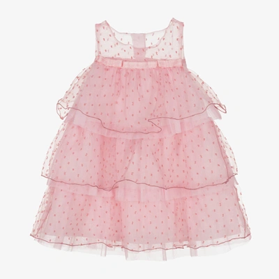 Pan Con Chocolate Babies' Girls Pink Organza Ruffle Dress
