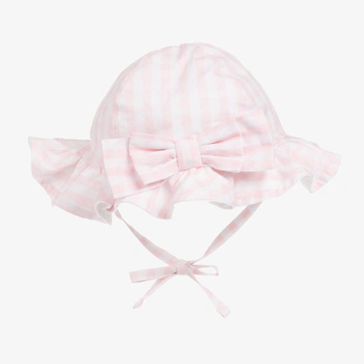 A Dee Babies' Girls Pink Gingham Cotton Hat