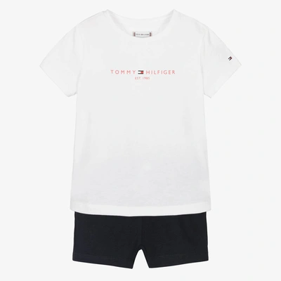 Tommy Hilfiger Babies' Girls Blue Cotton Logo Shorts Set