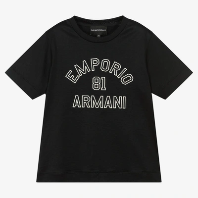 Emporio Armani Kids' Boys Navy Blue Lyocell Logo T-shirt