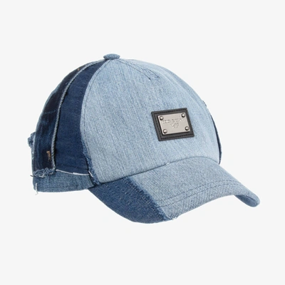 Dolce & Gabbana Kids' Boys Blue Denim Patchwork Cap