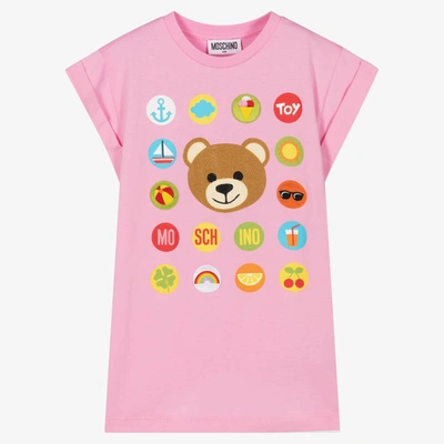 Moschino Kid-teen Babies' Girls Pink Crystal Teddy Bear Dress