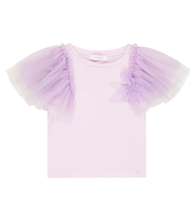 Monnalisa Kids' Girls Purple Cotton & Tulle Top