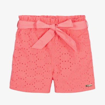 Guess Kids' Girls Pink Broderie Anglaise Shorts