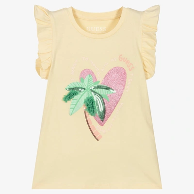 Guess Babies' Girls Yellow Organic Cotton T-shirt