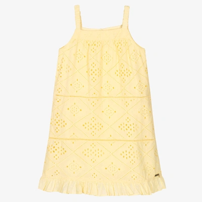 Guess Kids' Girls Yellow Broderie Anglaise Dress