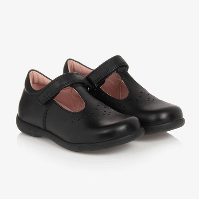Geox Kids' Girls Black Leather Bar Shoes