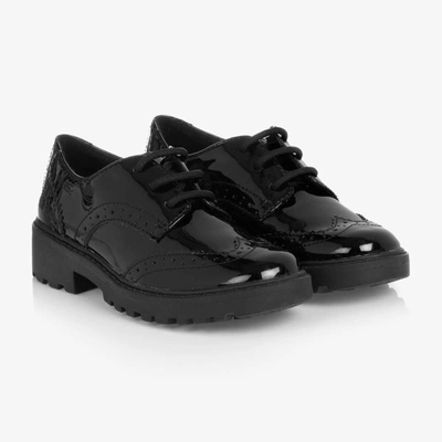 Geox Kids' Girls Black Patent Faux Leather Brogues