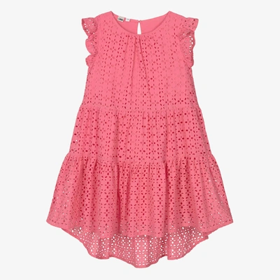 Ido Junior Kids'  Girls Pink Broderie Anglaise Dress