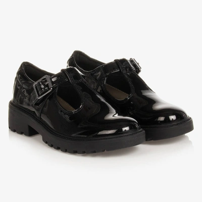 Geox Kids' Girls Patent Faux Leather Shoes In Black