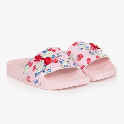 Monnalisa Kids' Girls Pink Floral Cherry Sliders