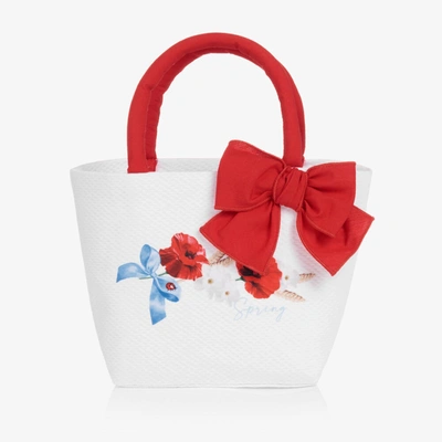 Balloon Chic Kids' Girls White & Red Poppies Handbag (20cm)