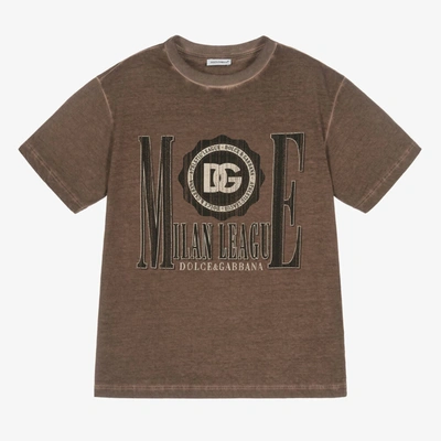Dolce & Gabbana Kids' Boys Distressed Brown Cotton T-shirt