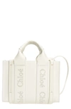 Chloé Mini Leather Woody Tote Bag In White