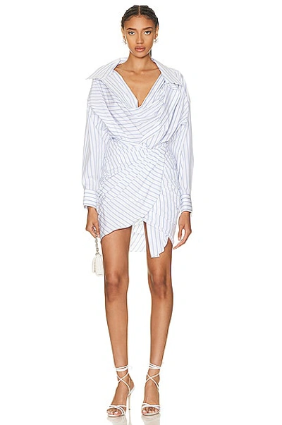 Alexander Wang Twisted Cowl Dress In Stretch Cotton In Multi-colour