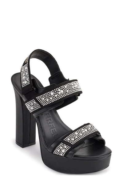 Karl Lagerfeld Alessia Faux Pearl Platform Sandal In Black/white