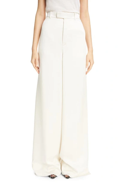 Saint Laurent High-rise Wide-leg Crêpe Trousers In White