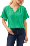 Cece Ruffle Sleeve Drop Shoulder Blouse In Lush Green