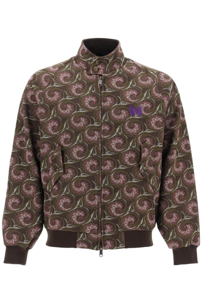 Baracuta X Needles Harrington Track Jacket In Jacquard Jersey In Brown