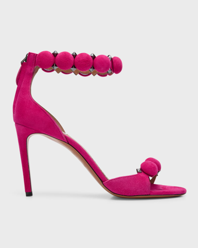 Alaïa Women's La Bombe Suede Studded High-heel Sandals In Rose Fuchsia