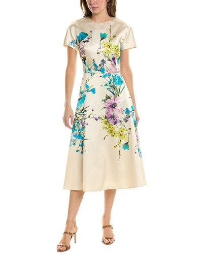 Teri Jon By Rickie Freeman Women's Fit-&-flare Floral Midi-dress In Beige