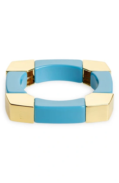 Lele Sadoughi Color Stretch Geometric Bangle Bracelet In 14k Gold Plated In Pacific Sky