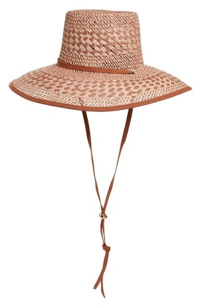 Lele Sadoughi Women's Brielle Check Flat-top Straw Sunhat In Soft Sunset