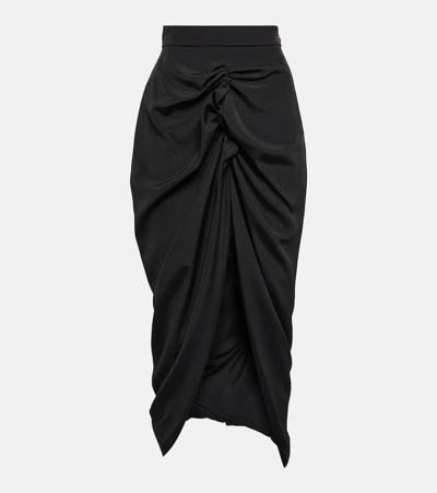 Vivienne Westwood Panther Draped Cady Midi Skirt In Black