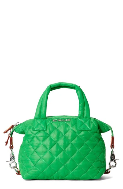 Mz Wallace Women's Micro Sutton Quilted Nylon Satchel In Grass/silver