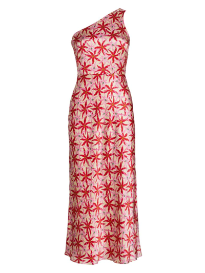 Saloni Women's Justine Floral Silk Charmeuse One-shoulder Midi Dress In Starfish