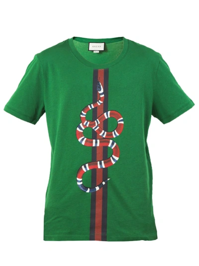 Gucci Snake Print T- Shirt In Green | ModeSens