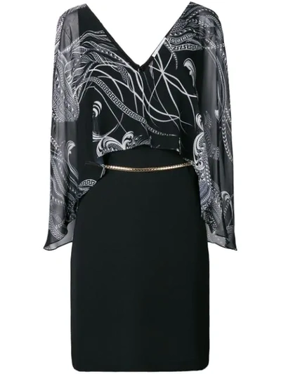 Versace Collection Printed Drape Dress - Black