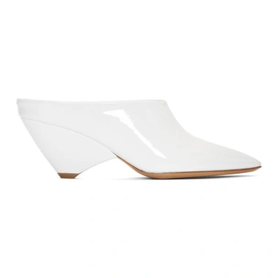 Maison Margiela White Deal Heel Mules In 101offwhite