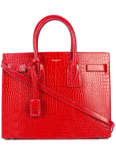 Saint Laurent Crocodile Embossed Sac De Jour Tote