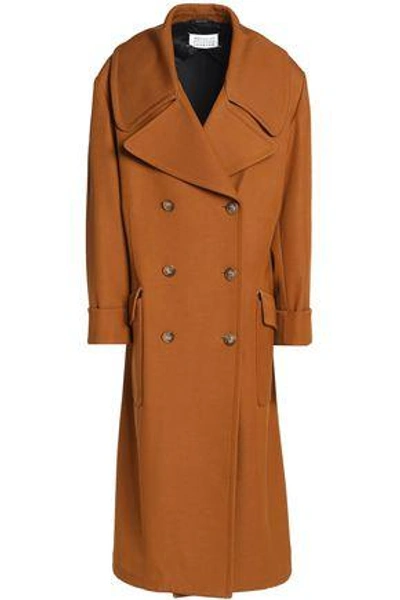 Maison Margiela Woman Double-breasted Wool And Cotton-blend Gabardine Coat Camel